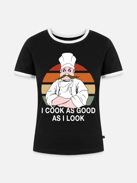 koch kochen spruch chefkoch - Frauen Kontrast-T-Shirt - Schwarz/Weiß