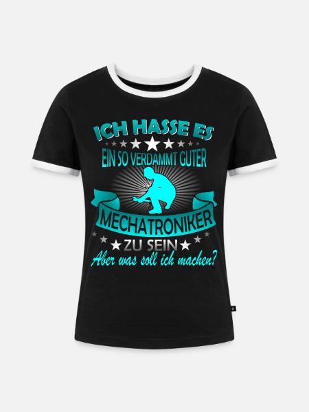 Mechatroniker / Mechatronikerin / Mechatronik - Frauen Kontrast-T-Shirt - Schwarz/Weiß