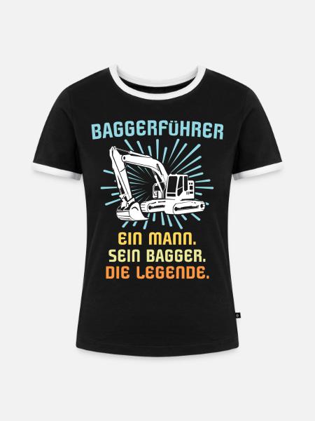 Baggerführer Baggerfahrer - Frauen Kontrast-T-Shirt - Schwarz/Weiß