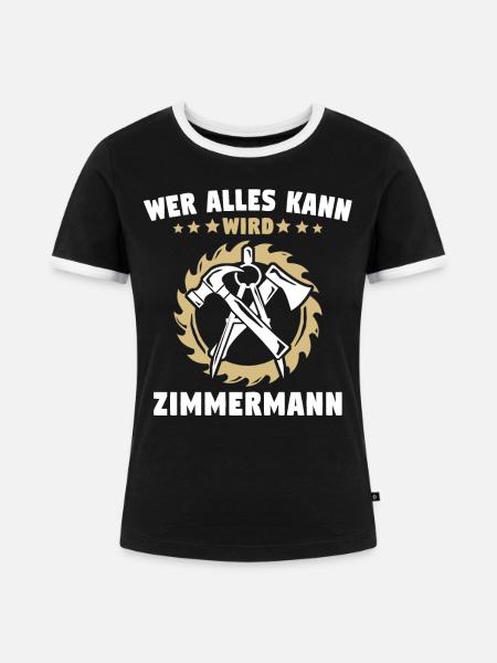 Zimmermann Zimmerer - Frauen Kontrast-T-Shirt - Schwarz/Weiß