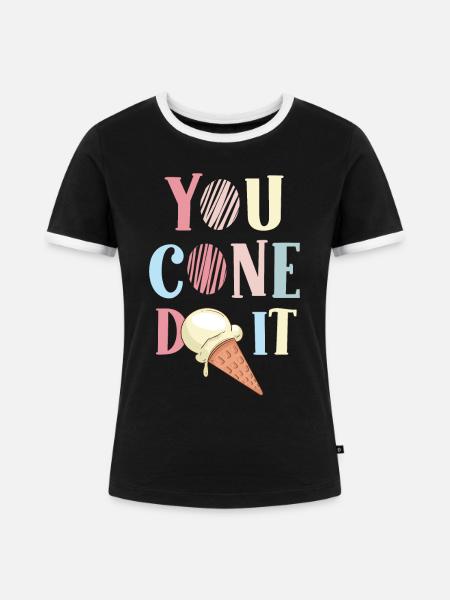 You Cone Do It - Frauen Kontrast-T-Shirt - Schwarz/Weiß