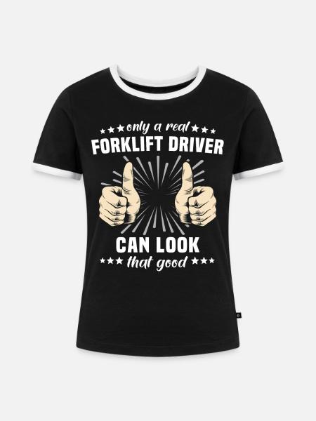 Stapler Gabelstapler - Frauen Kontrast-T-Shirt - Schwarz/Weiß