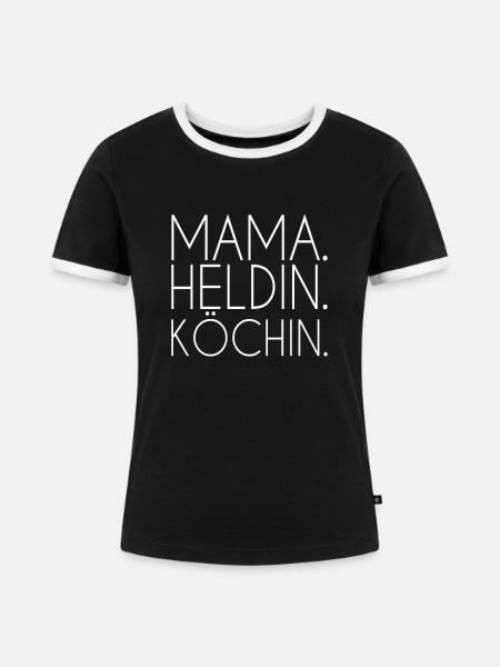 Mama Heldin Köchin - Frauen Kontrast-T-Shirt - Schwarz/Weiß