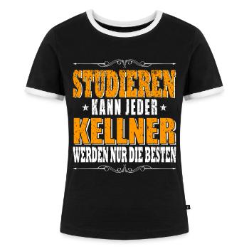 Kellner lustiger Spruch - Frauen Kontrast-T-Shirt - Schwarz/Weiß - Vorne - Selfina (174cm)
