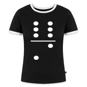 Domino Game Tile 6-2 - Lustiges Gruppenkostüm - Frauen Kontrast-T-Shirt - Schwarz/Weiß - Vorne - Selfina (174cm)