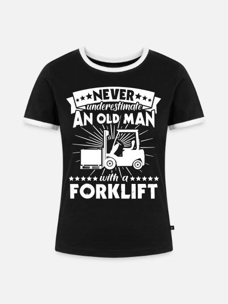 Unterschätze Mann Stapler - Frauen Kontrast-T-Shirt - Schwarz/Weiß