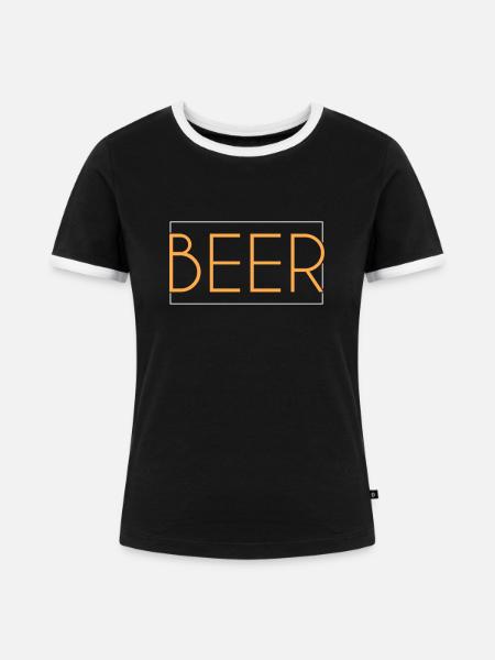 Bier Schriftzug - Frauen Kontrast-T-Shirt - Schwarz/Weiß