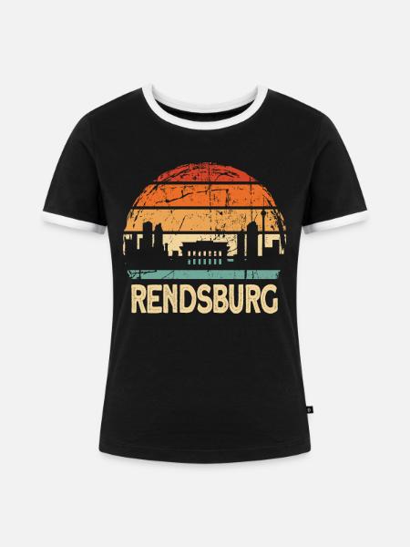 Rendsburg - Frauen Kontrast-T-Shirt - Schwarz/Weiß