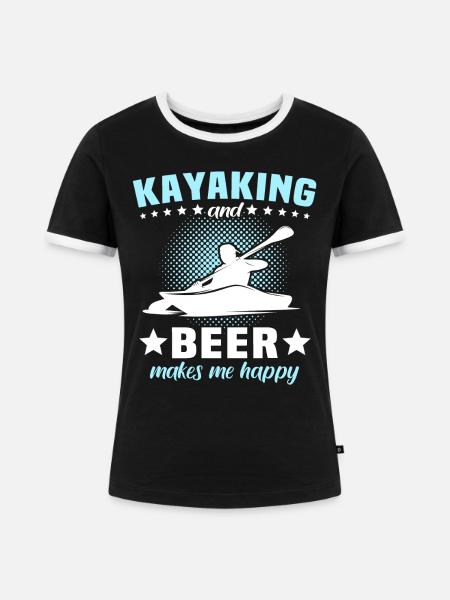 Kayaking Kayak - Frauen Kontrast-T-Shirt - Schwarz/Weiß