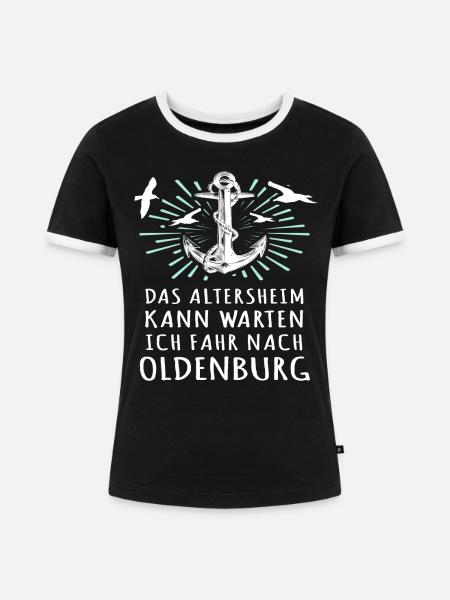 Oldenburg Sprüche Oldenburger - Frauen Kontrast-T-Shirt - Schwarz/Weiß