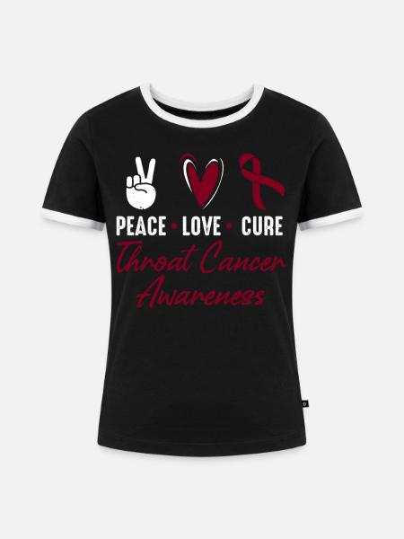 Frieden, Liebe, Heilung, Kehlkopfkrebs, - Frauen Kontrast-T-Shirt - Schwarz/Weiß