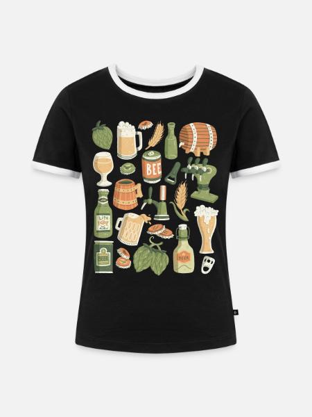 Bier - Frauen Kontrast-T-Shirt - Schwarz/Weiß