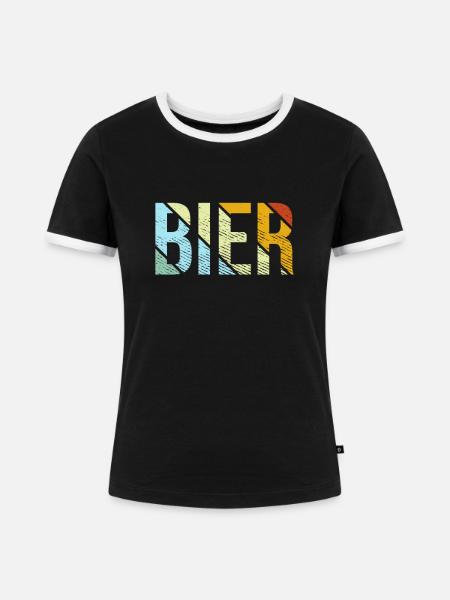 Bier retro - Frauen Kontrast-T-Shirt - Schwarz/Weiß