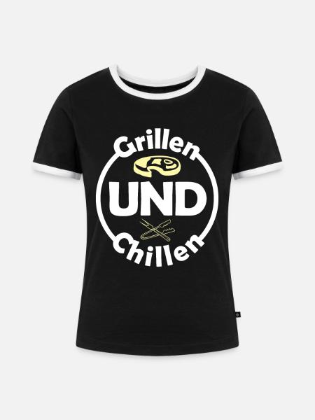 Grillen und Chillen BBQ-Chef - Frauen Kontrast-T-Shirt - Schwarz/Weiß