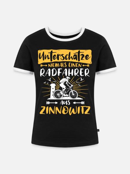 Zinnowitz Fahrradfahrer Zinnowitzer - Frauen Kontrast-T-Shirt - Schwarz/Weiß