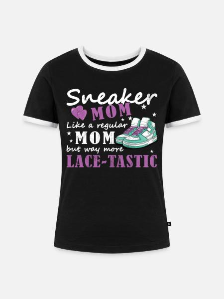 "Sneaker Mom" Lustiger Schuh - Frauen Kontrast-T-Shirt - Schwarz/Weiß