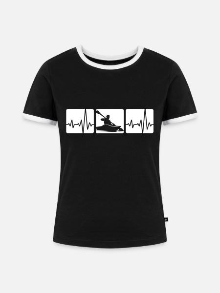 Kayaking EKG - Frauen Kontrast-T-Shirt - Schwarz/Weiß