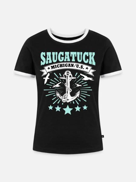 Saugatuck Michigan - Frauen Kontrast-T-Shirt - Schwarz/Weiß