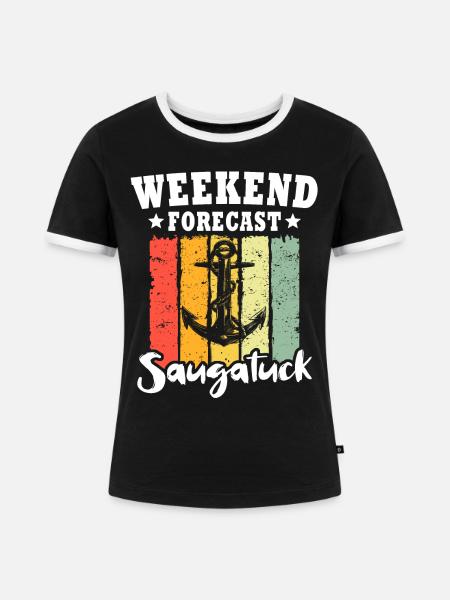 Saugatuck Michigan - Frauen Kontrast-T-Shirt - Schwarz/Weiß