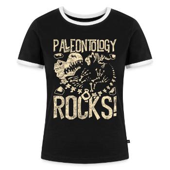 Paleontology Rocks Paläontologie Paläontologe - Frauen Kontrast-T-Shirt - Schwarz/Weiß - Vorne - Selfina (174cm)