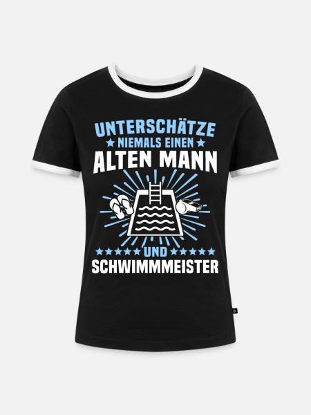 Schwimmmeister - Frauen Kontrast-T-Shirt - Schwarz/Weiß