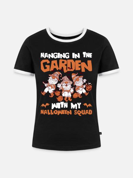 Gartenzwerg Und Halloween Gartenzwerg - Frauen Kontrast-T-Shirt - Schwarz/Weiß