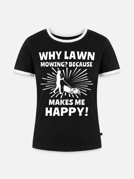 Rasenmäher - Frauen Kontrast-T-Shirt - Schwarz/Weiß