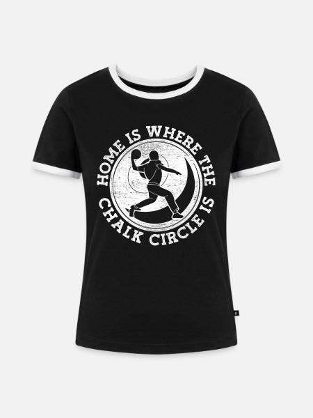 Kugelstoßen Kugelstoß Kugelstoßer - Frauen Kontrast-T-Shirt - Schwarz/Weiß