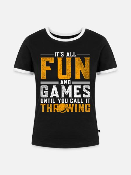 Kugelstoßen Kugelstoß Kugelstoßer - Frauen Kontrast-T-Shirt - Schwarz/Weiß