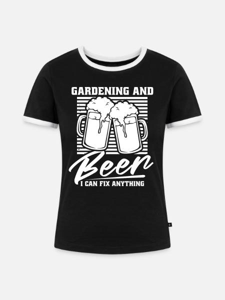 Hobbygärtner Garten Gartenbier - Frauen Kontrast-T-Shirt - Schwarz/Weiß