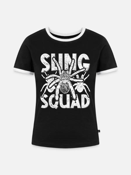 Vogelspinne Sling Squad - Frauen Kontrast-T-Shirt - Schwarz/Weiß