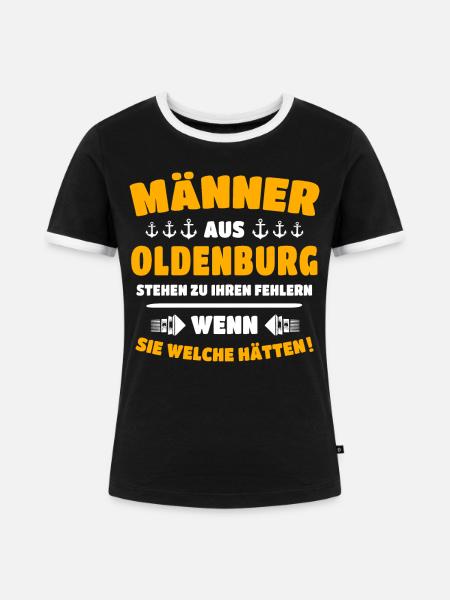 Oldenburger Männer - Frauen Kontrast-T-Shirt - Schwarz/Weiß