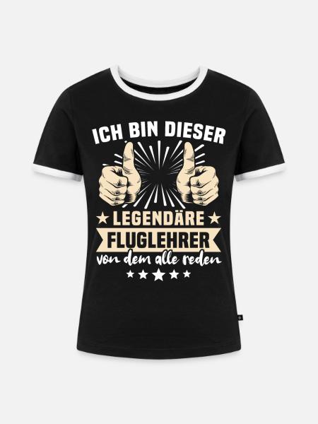 Fluglehrer Sprüche - Frauen Kontrast-T-Shirt - Schwarz/Weiß