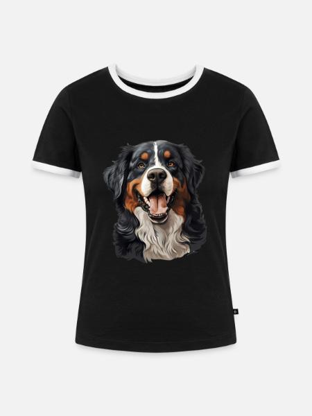 Bernese Mountain Dog - Frauen Kontrast-T-Shirt - Schwarz/Weiß