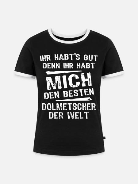 Dolmetscher - Frauen Kontrast-T-Shirt - Schwarz/Weiß