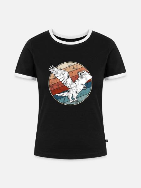 Adler Retro - Frauen Kontrast-T-Shirt - Schwarz/Weiß