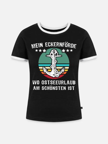 Eckernförde Urlaub Sprüche - Frauen Kontrast-T-Shirt - Schwarz/Weiß