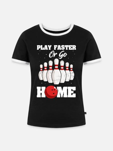 Bowling - Frauen Kontrast-T-Shirt - Schwarz/Weiß
