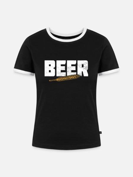 Bier - Frauen Kontrast-T-Shirt - Schwarz/Weiß