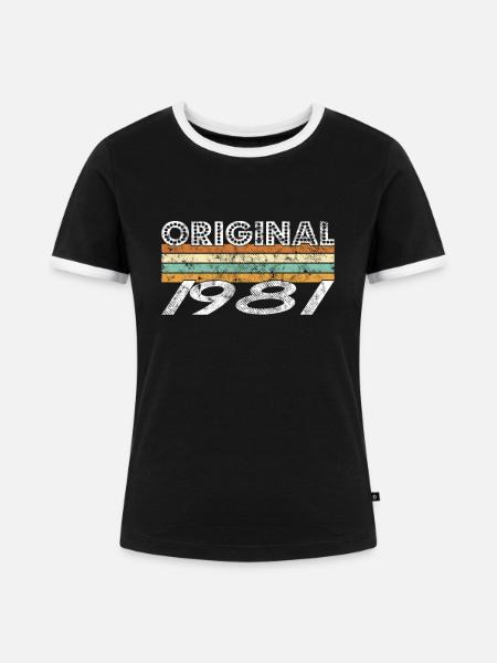 Original 1981 - Frauen Kontrast-T-Shirt - Schwarz/Weiß