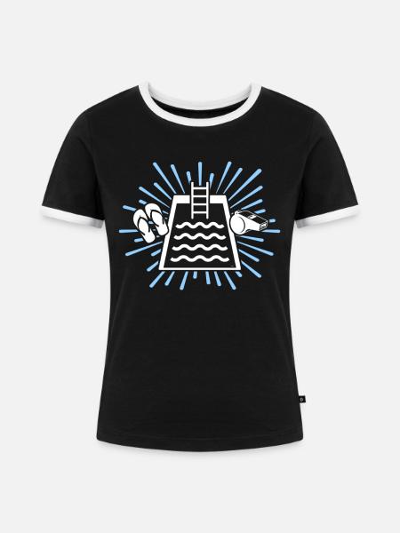 Schwimmmeister - Frauen Kontrast-T-Shirt - Schwarz/Weiß