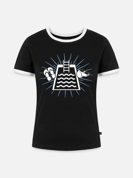 Schwimmmeister - Frauen Kontrast-T-Shirt - Schwarz/Weiß