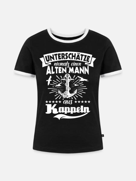 Kappeln - Frauen Kontrast-T-Shirt - Schwarz/Weiß