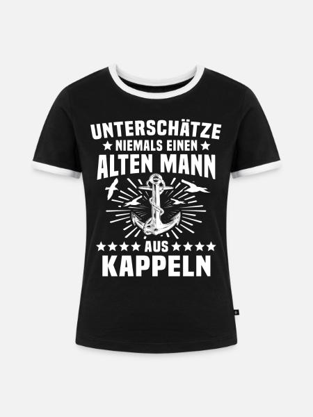 Kappeln - Frauen Kontrast-T-Shirt - Schwarz/Weiß