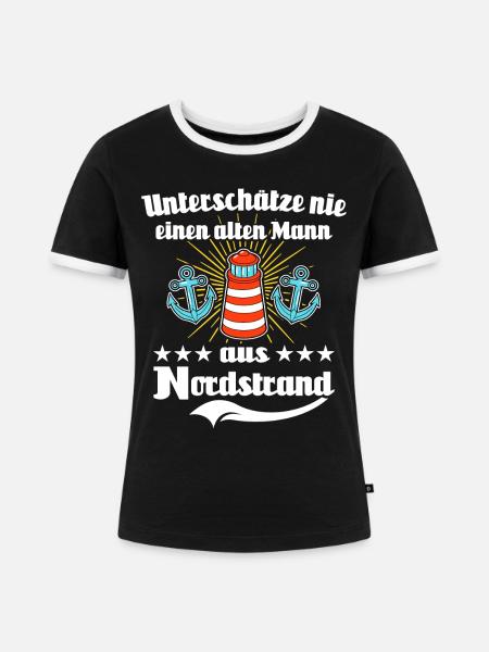 Nordstrand Mann - Frauen Kontrast-T-Shirt - Schwarz/Weiß