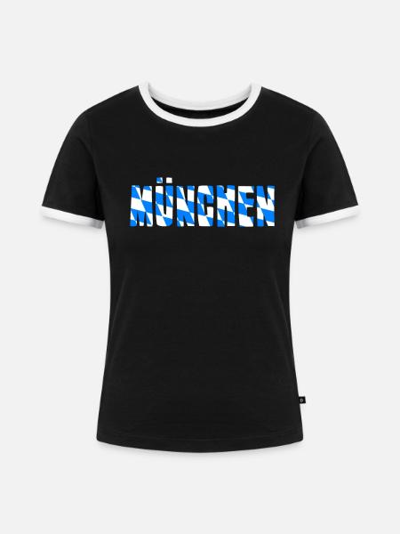 München - Frauen Kontrast-T-Shirt - Schwarz/Weiß