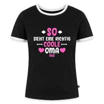 Coole Oma - Frauen Kontrast-T-Shirt - Schwarz/Weiß - Vorne - Selfina (174cm)
