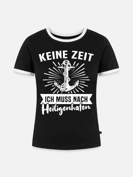 Heiligenhafen - Frauen Kontrast-T-Shirt - Schwarz/Weiß