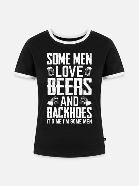 Lustiger Baggerführer HEO - Frauen Kontrast-T-Shirt - Schwarz/Weiß