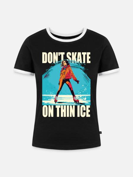 Eisläuferin Eislaufen Schlittschulaufen - Frauen Kontrast-T-Shirt - Schwarz/Weiß